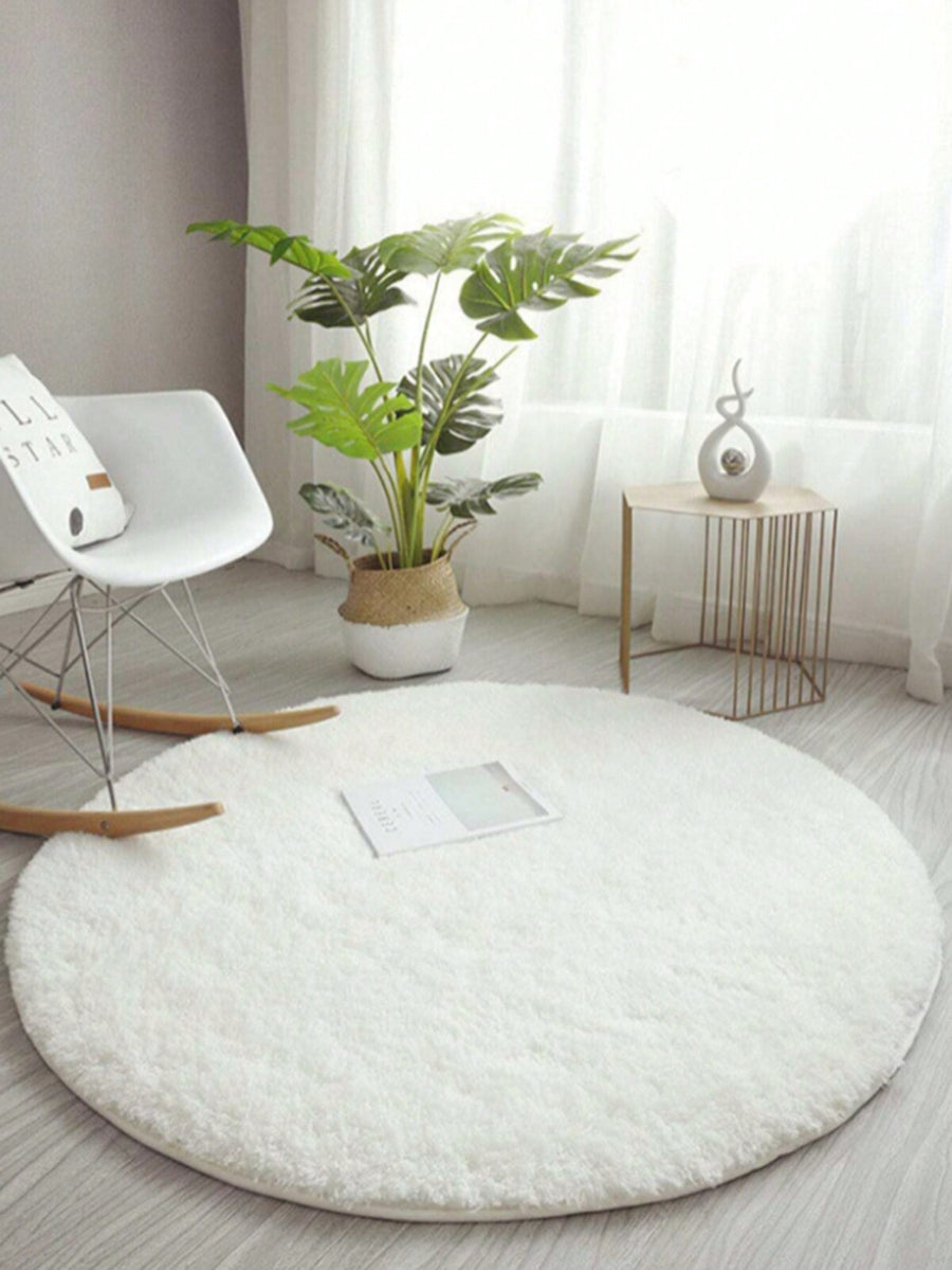 1pc Thickened Round Plush Decorative Area Rug, Suitable For Bedroom, Living Room, Dorm, Kids Play Room
