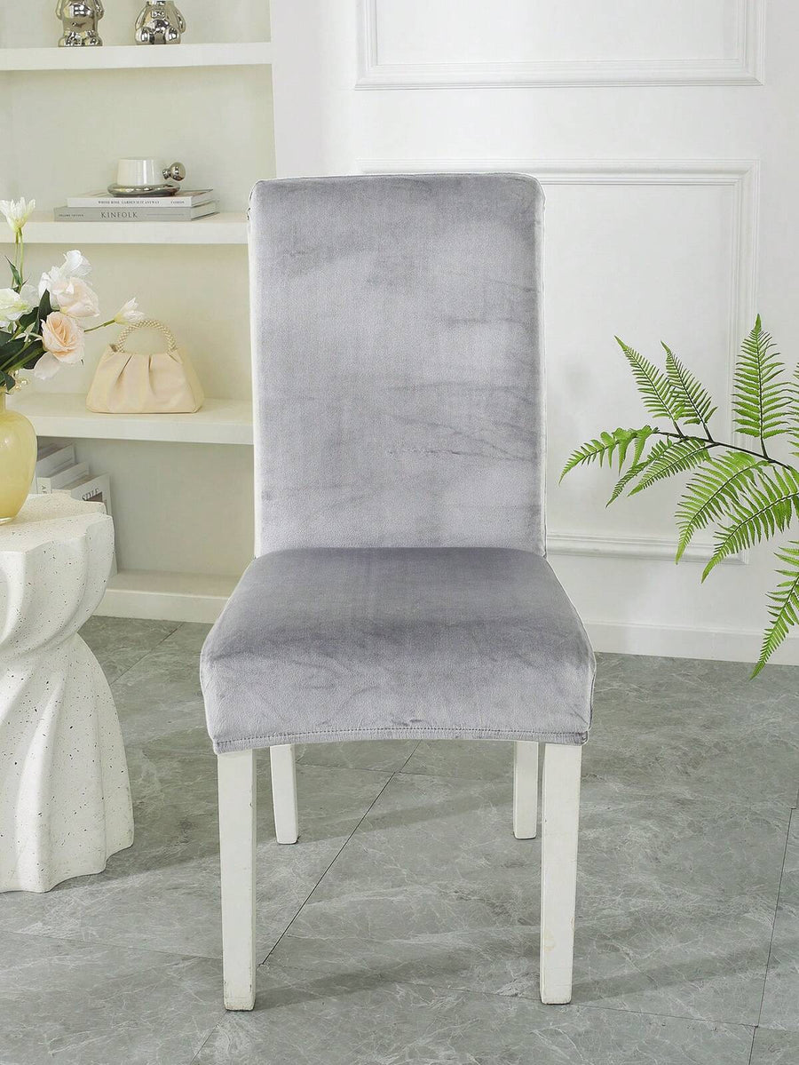1pc Silver Fox Velvet Stretch Dustproof Chair Cover, Suitable For Living Room, Dining Room, Bedroom And Other Occasions